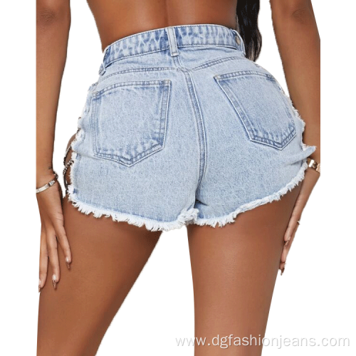 Women Club High Waist Denim Shorts Stretch Jean